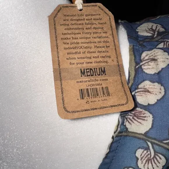 NWT WOMENS NATURAL LIFE FLORAL FARMHOUSE DRESS MEDIUM (U16) - Picture 3 of 5